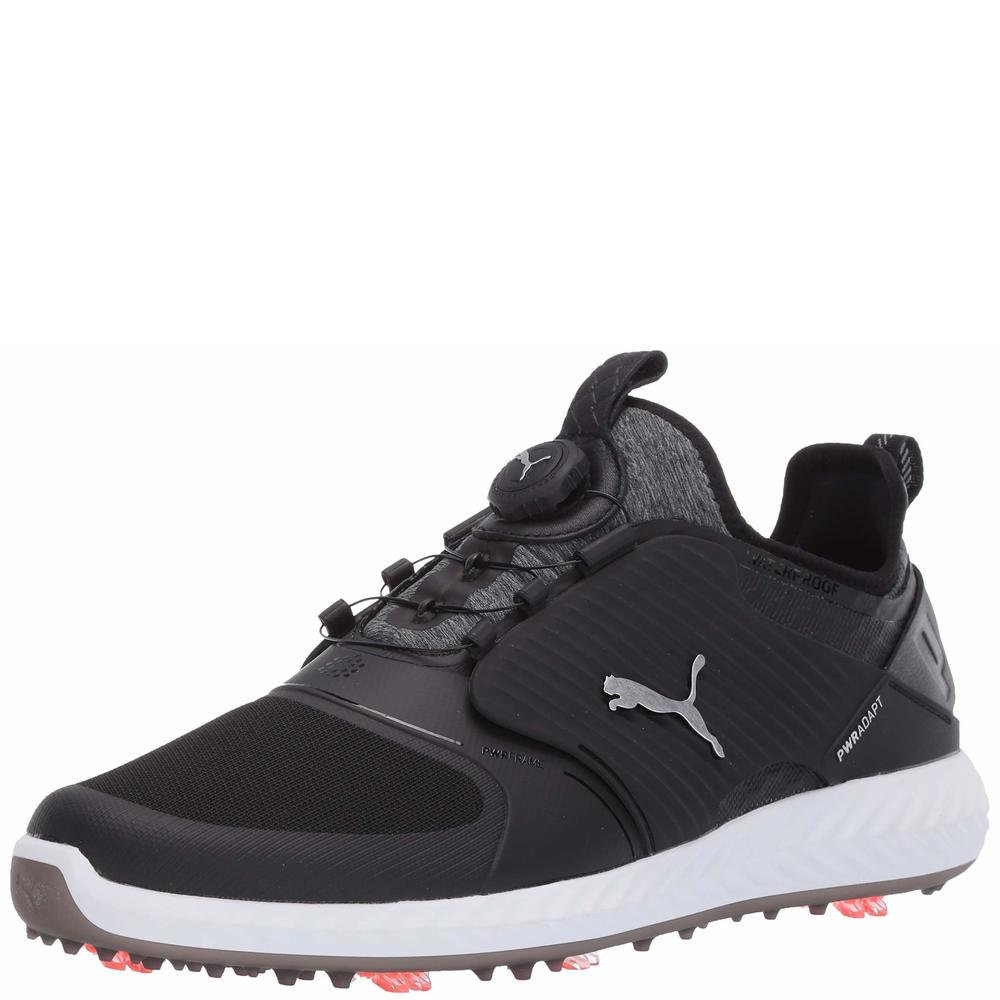 PUMA GOLF MEN'S IGNITE PWRADAPT CAGED DISC GOLF SHOE, PUMA BLACK-PUMA SILVE